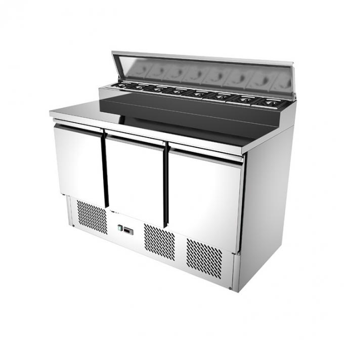 Refrigeratore dell'insalata di acciaio inossidabile della Tabella della preparazione della pizza delle porte di R134A 3 0