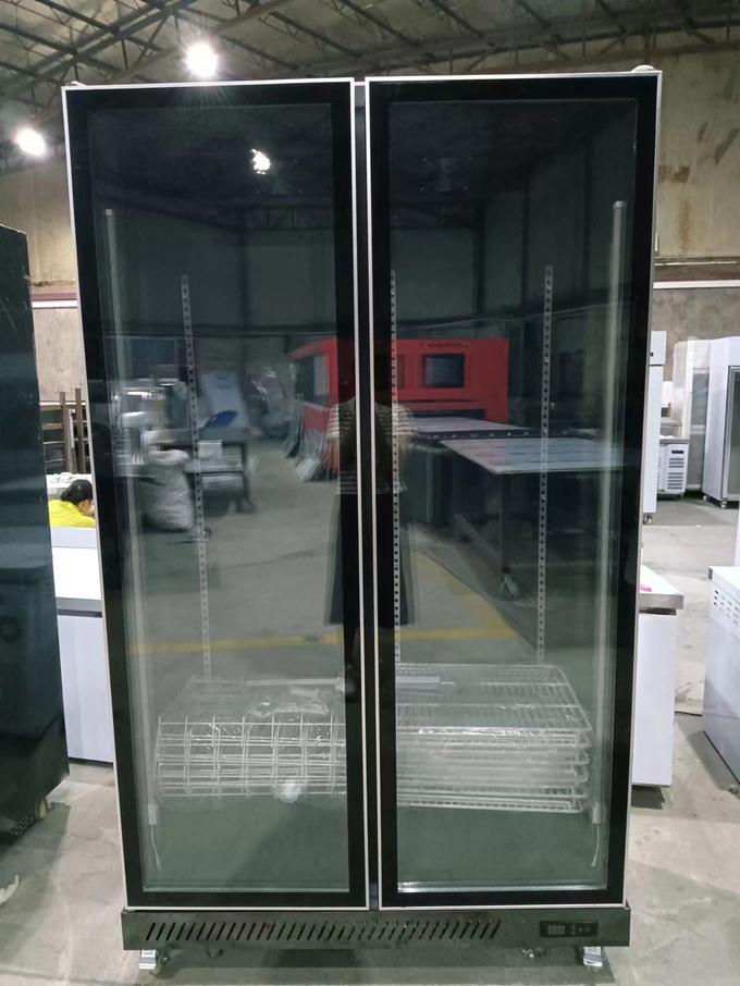 2 porte di vetro display di bevande frigorifero frigorifero commerciale verticale 0