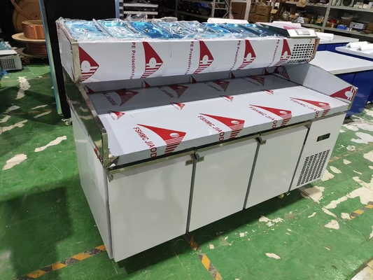 1.8M Salate Tavolo da lavoro 3 porte sotto banco Pizza frigorifero Tavolo di preparazione con display superiore