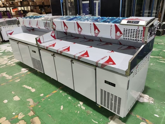 1.8M Salate Tavolo da lavoro 3 porte sotto banco Pizza frigorifero Tavolo di preparazione con display superiore