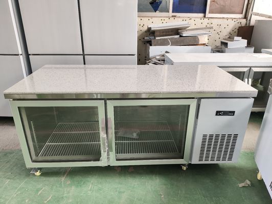 Frigorifero Sottobanco per Ristorante Commerciale con Piano di Lavoro e Porta a Vetro