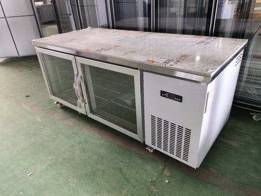 Frigorifero Sottobanco per Ristorante Commerciale con Piano di Lavoro e Porta a Vetro