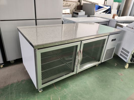 Frigorifero Sottobanco per Ristorante Commerciale con Piano di Lavoro e Porta a Vetro