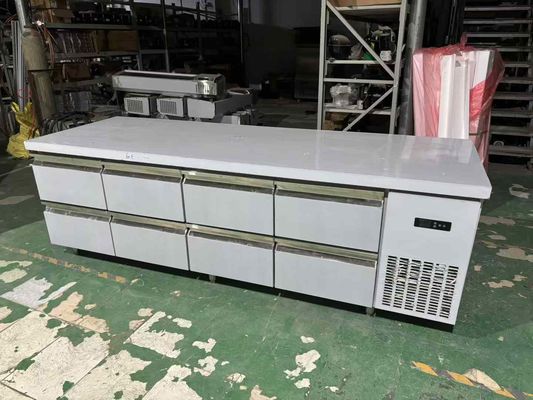 Tavolo da banco commerciale a 8 cassetti Sotto banco Cucina Banco di lavoro Frigorifero