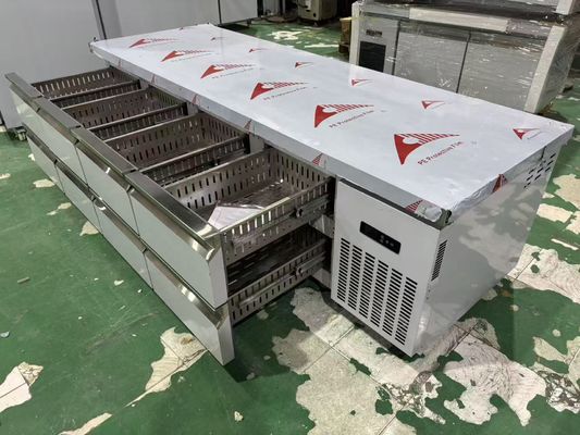 Tavolo da banco commerciale a 8 cassetti Sotto banco Cucina Banco di lavoro Frigorifero